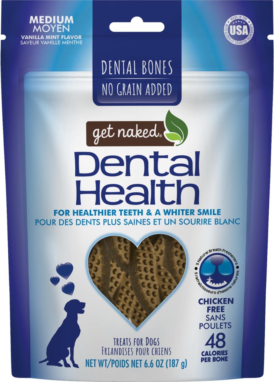 Get Naked hueso dental sin grano en bolsa de 6.6 oz para masticar y promover dientes sanos