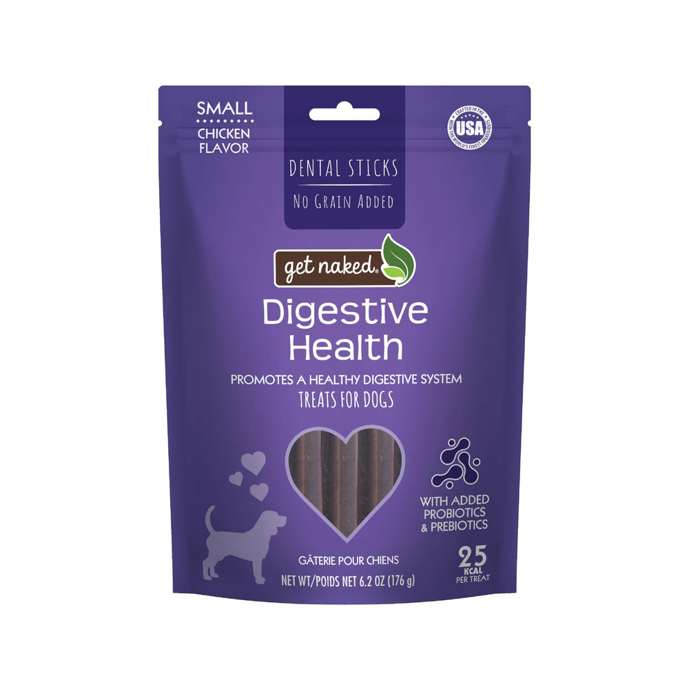 Get Naked palitos masticables digestivo para perros pequeños, apoyo suave al estómago.