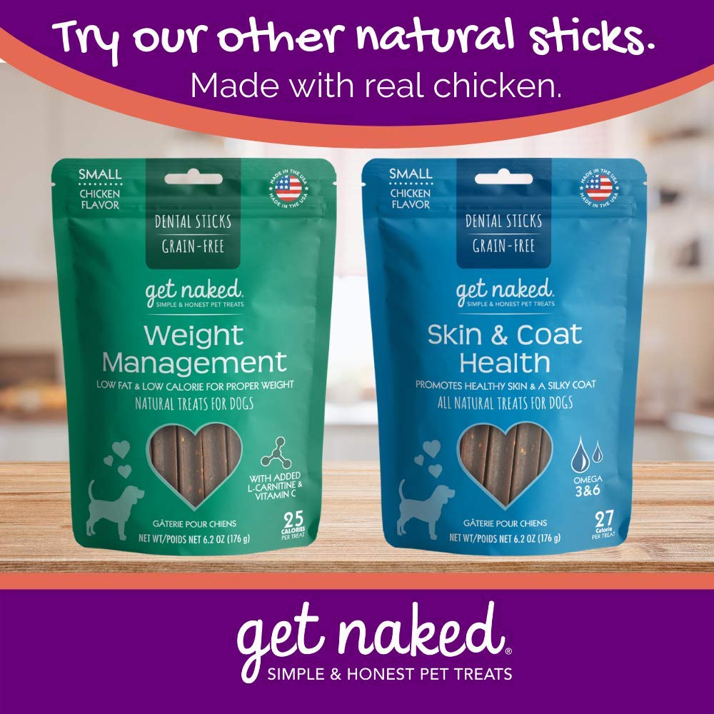 Get Naked sabor pollo, masticables para perros pequeños.
