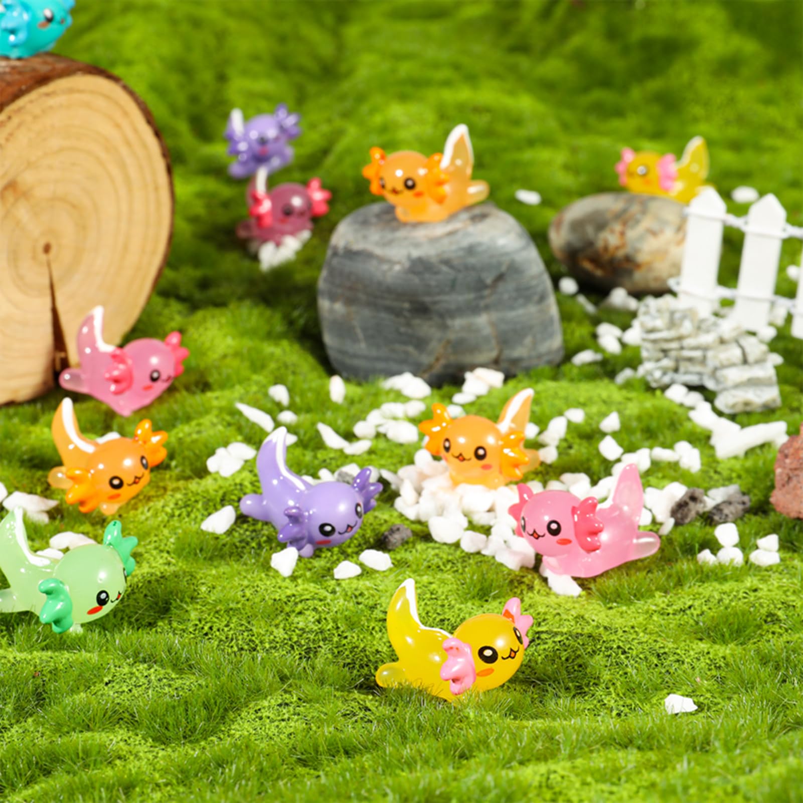 GGSTDDUP axolotl rojo, toque brillante para acuario y jardines en miniatura.