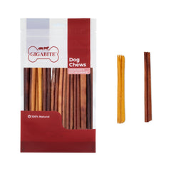 GigaBite Bully Sticks: vista frontal del paquete de 10, recompensa diaria.