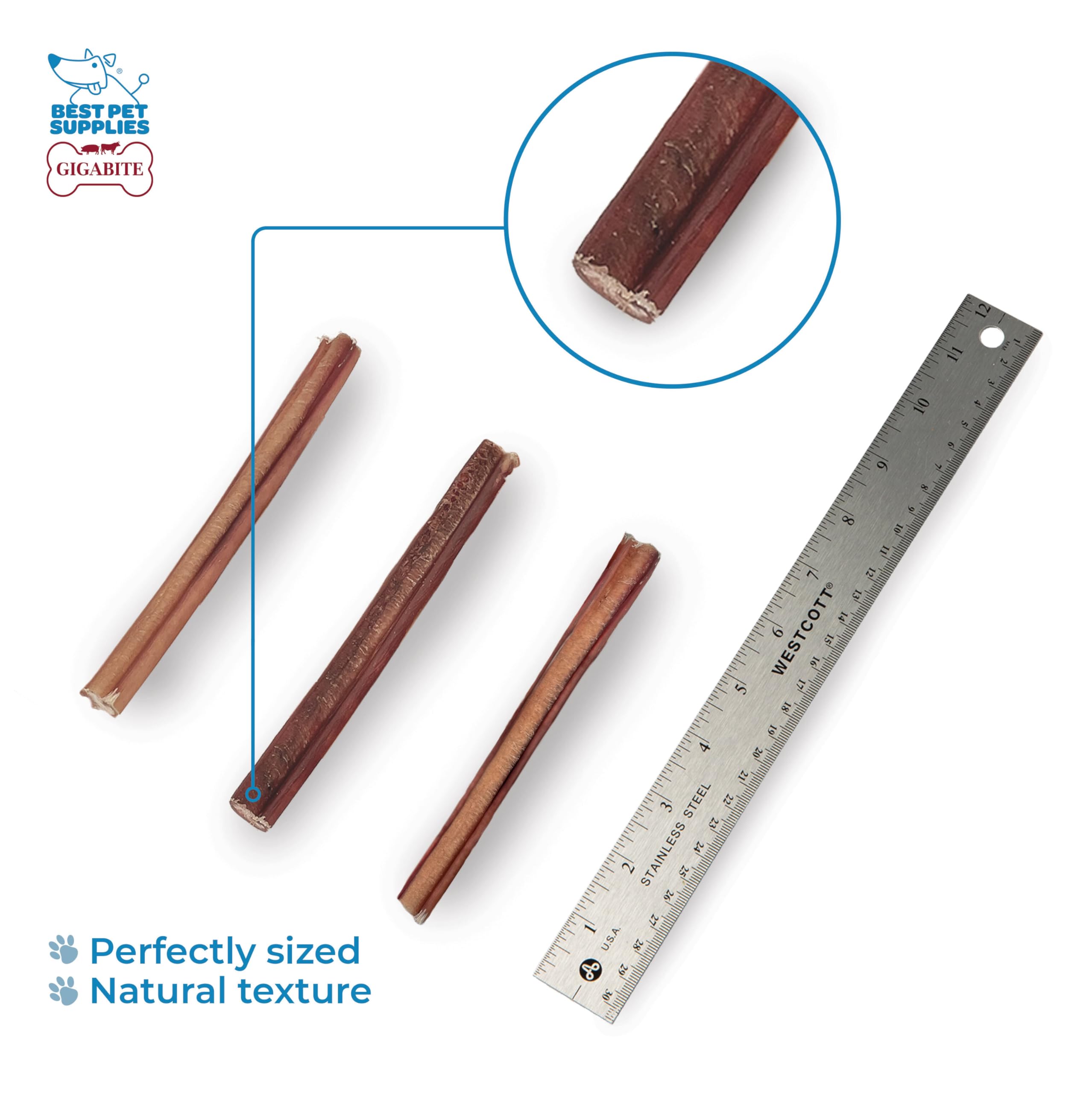 GigaBite Bully Sticks: enfoque dental para minimizar placa y sarro.