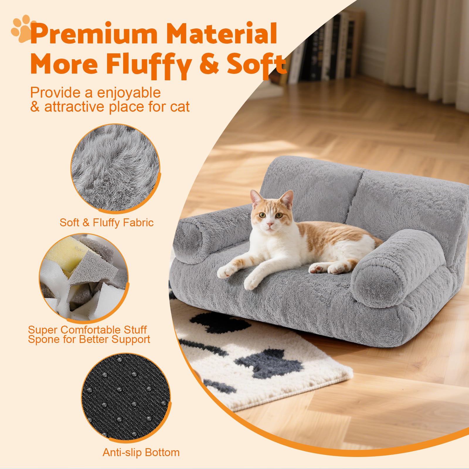 Gimars cama gris, funda lavable para fácil limpieza.