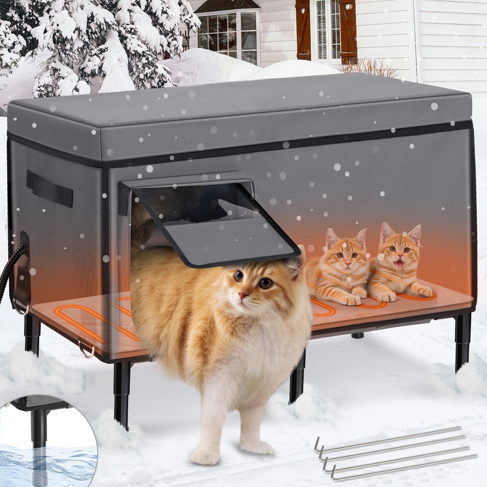 Gimars casa para gatos calefaccion exterior: refugio cálido para días fríos