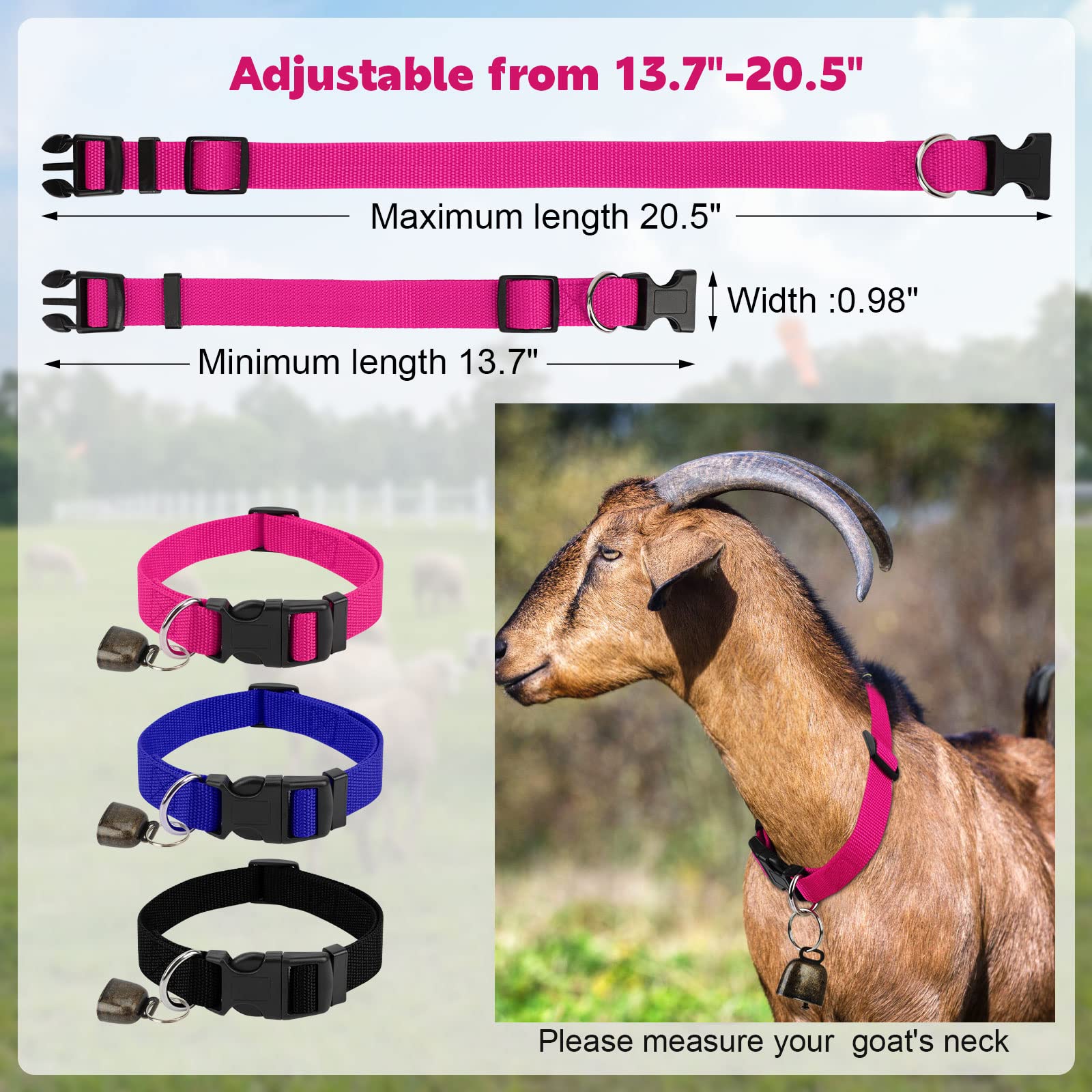 Collar ajustable GINDOOR para cabras, fácil de ajustar en granja.