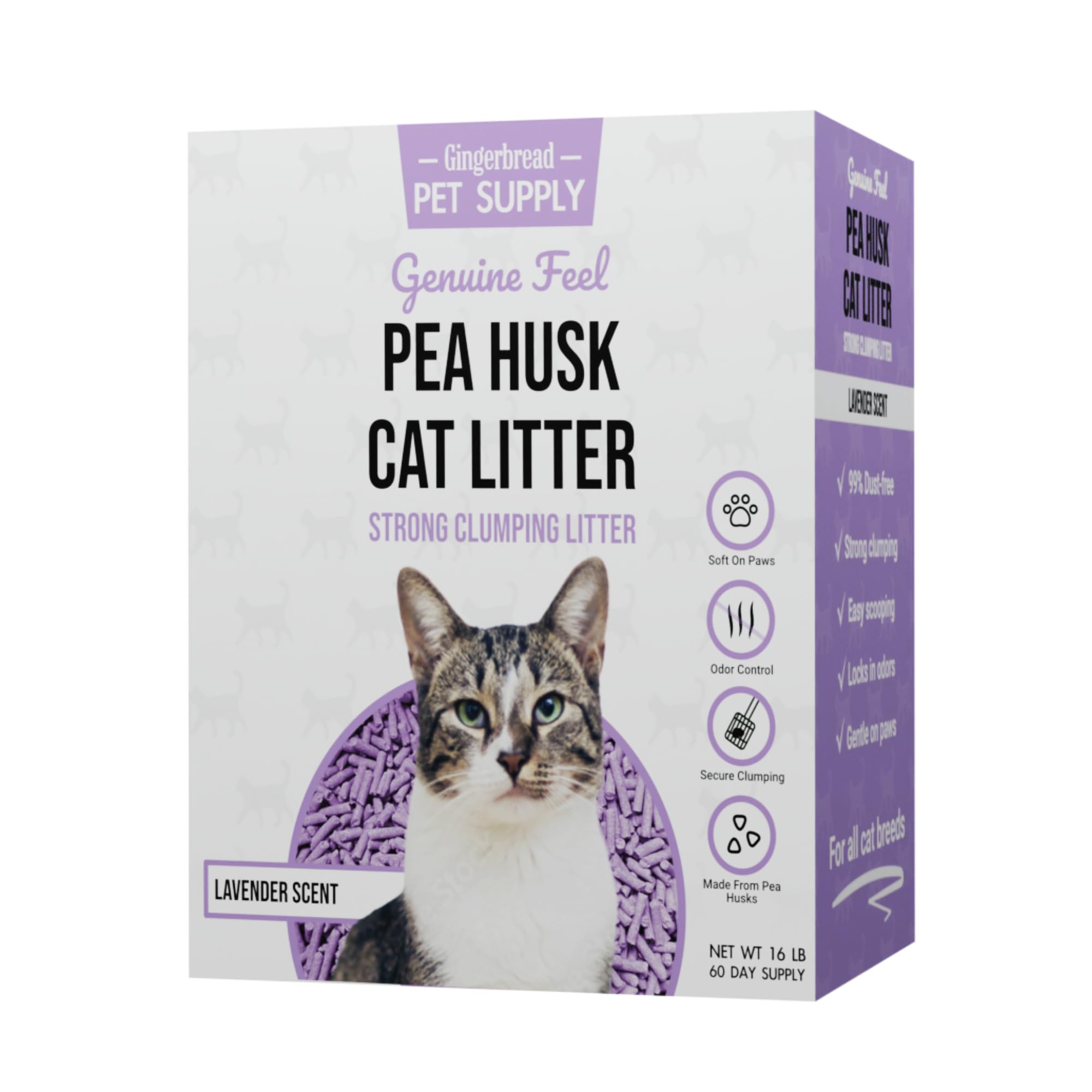 Gingerbread Pet Supply arena para gatos lavanda con bolsa al vacío para frescura prolongada