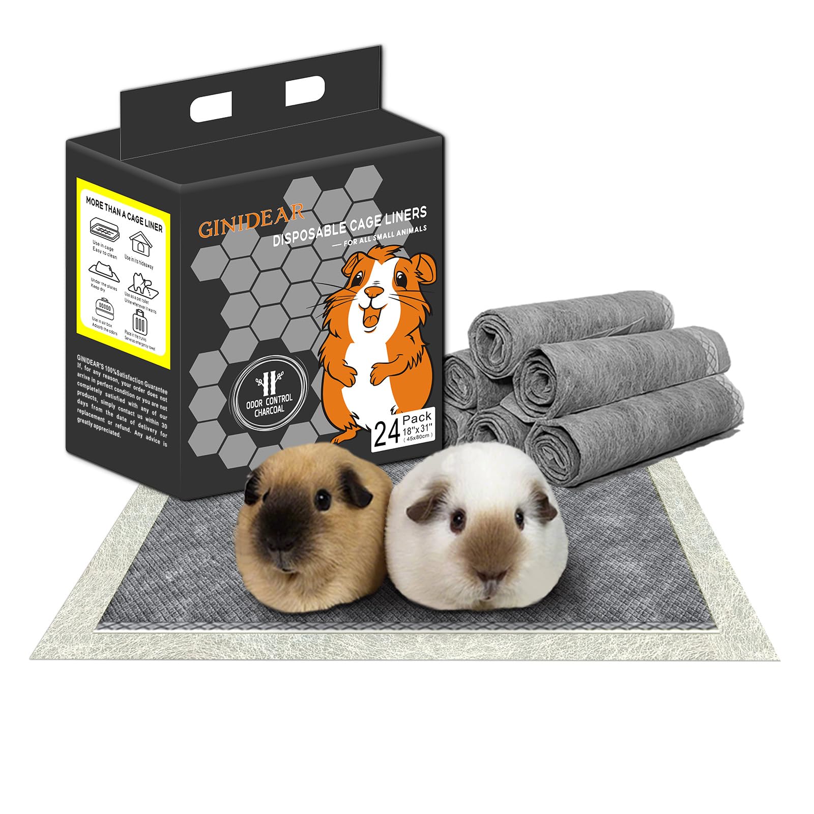 Almohadillas ginidear para cobayas, paquete de 24, limpieza rápida y control de olores