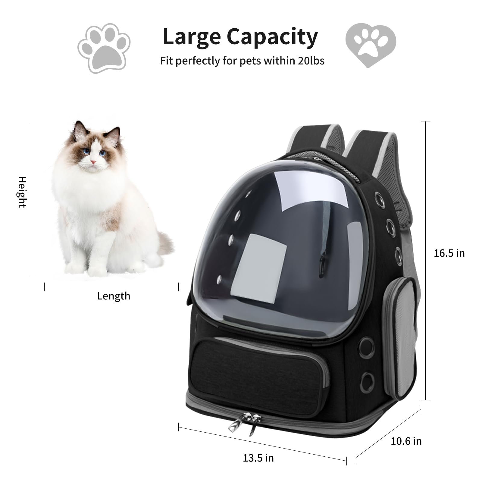 GixDix mochila para gato, tela Oxford resistente y fácil de limpiar