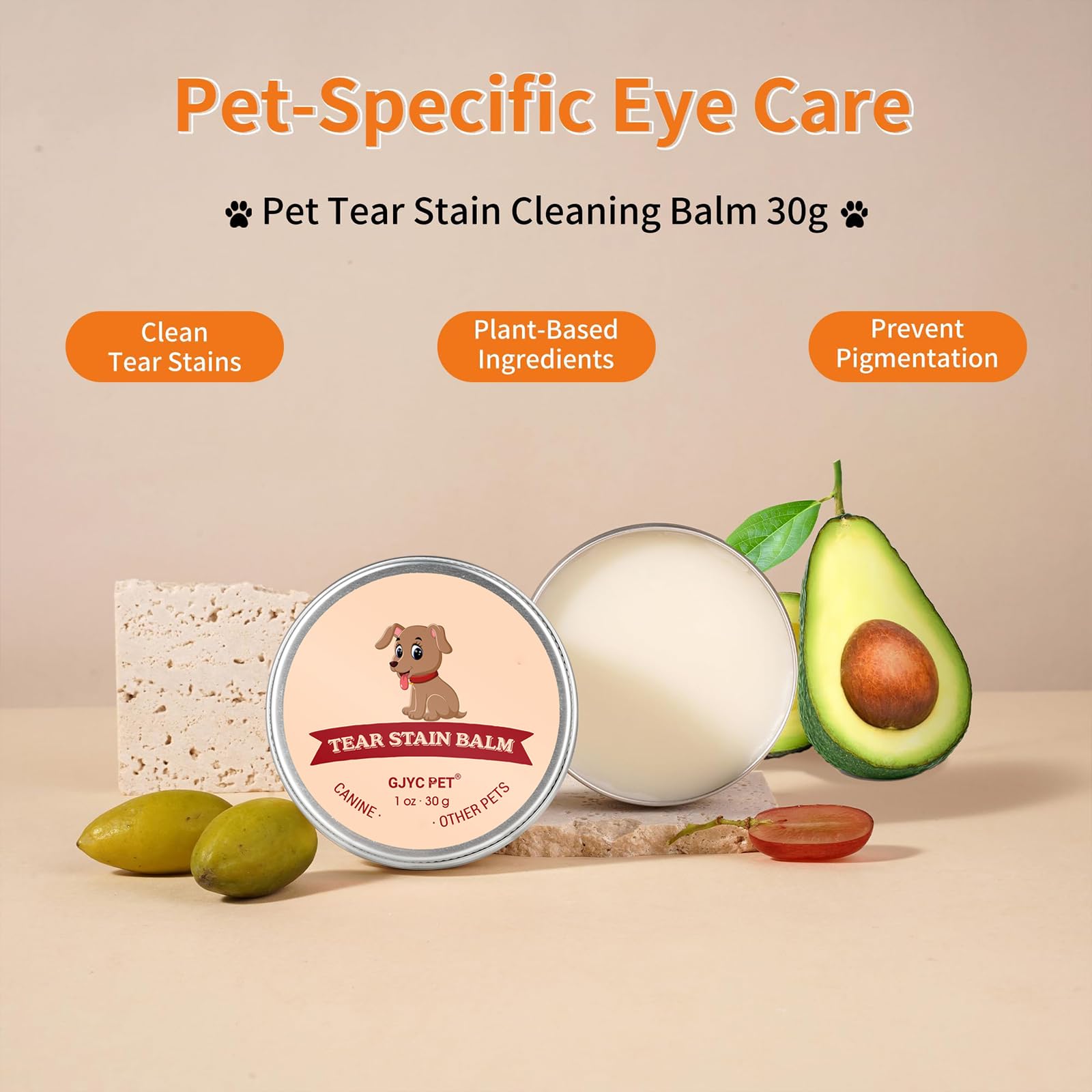 GJYC PET cuidado ocular para pelaje blanco, mejora la apariencia de ojos.