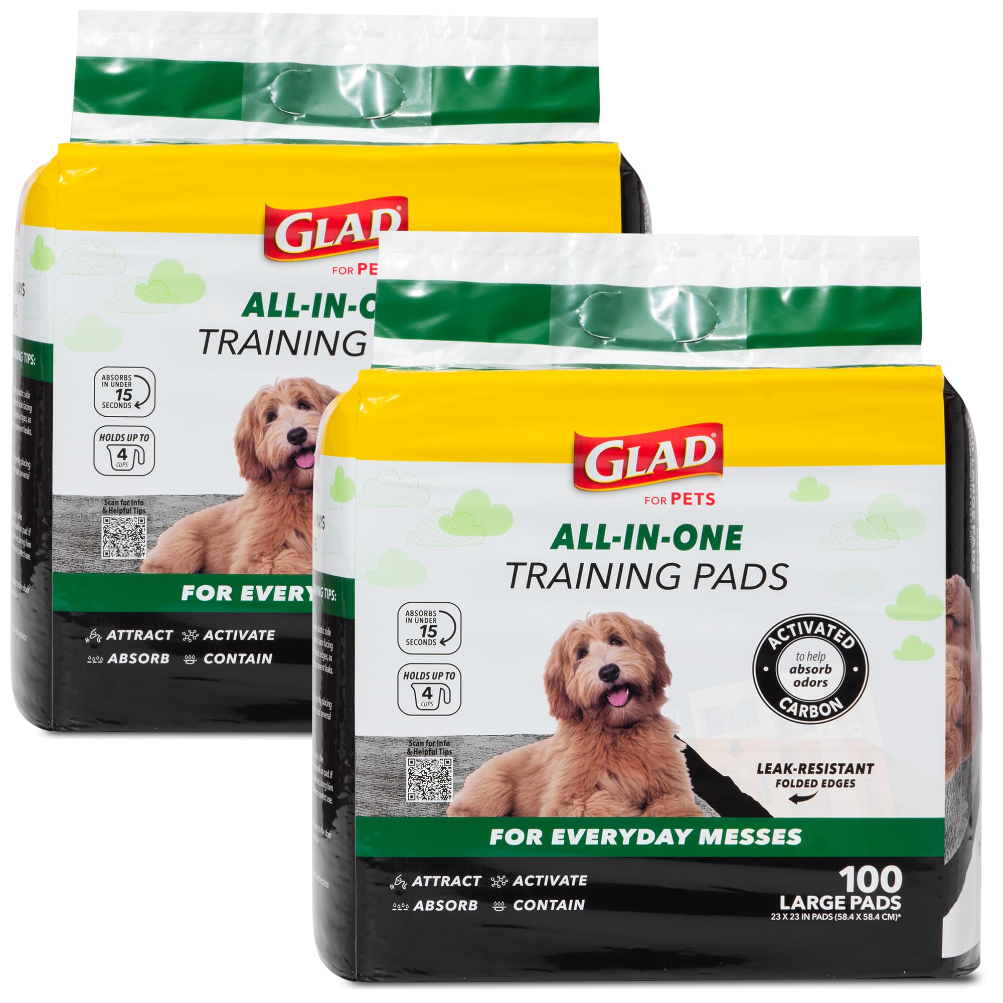Tapete Glad con absorción máxima y carbón activo para entrenamiento y control de olores.
