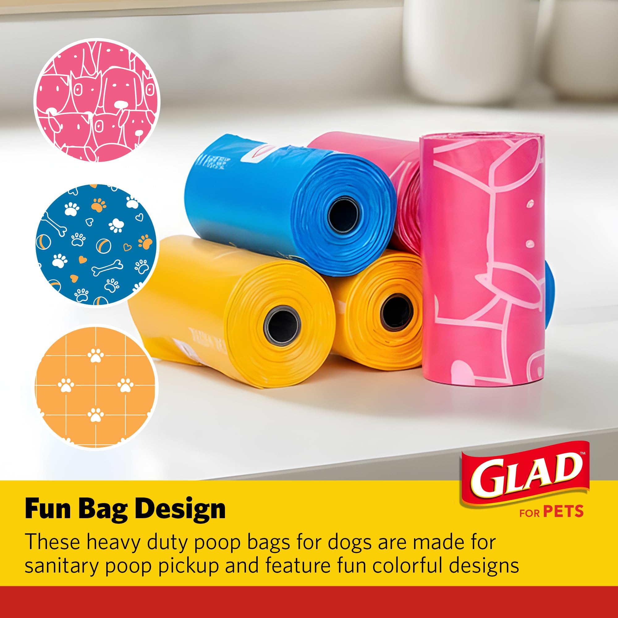 Diseños coloridos de las bolsas Glad para fácil identificación