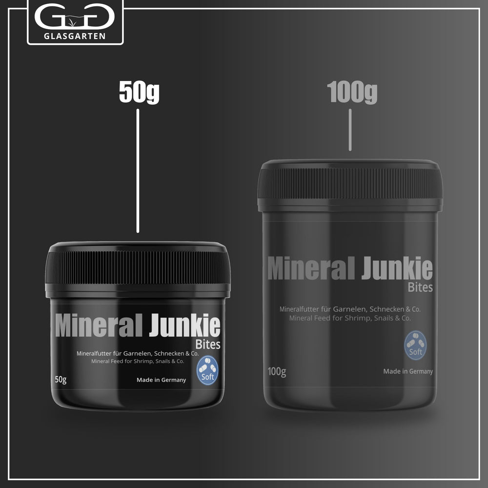  GlasGarten Mineral Junkie Bites: dosificación rápida para invertebrados en acuarios.