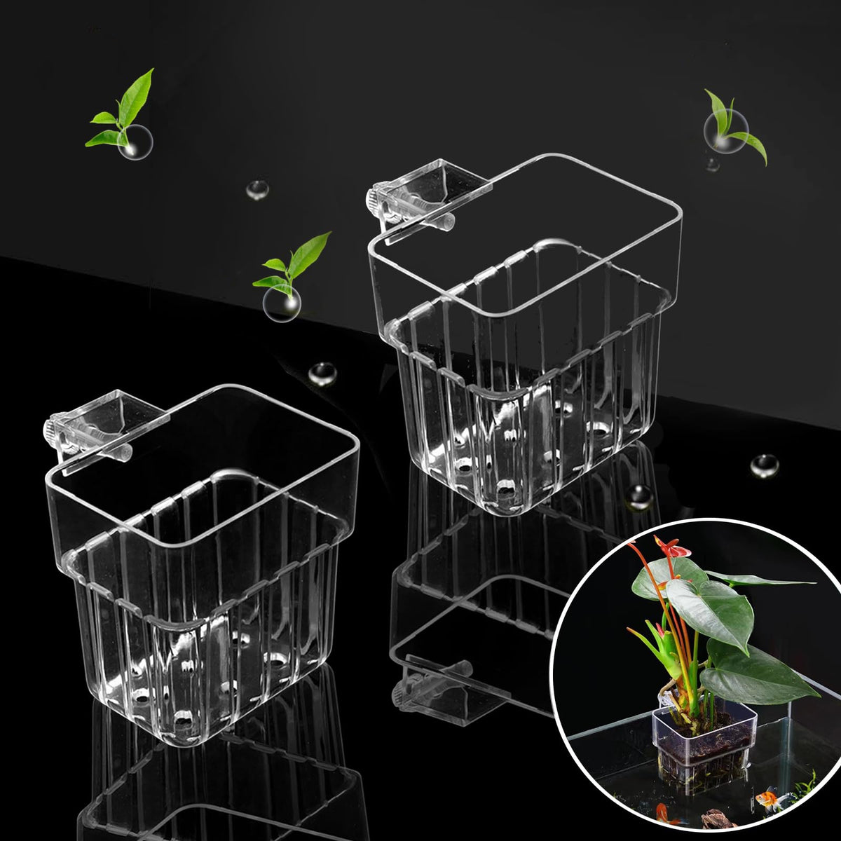 GLEFLE soporte de plantas para acuario, colgante superior, mejora la decoración.