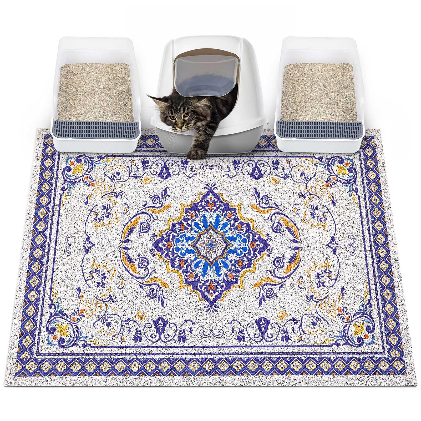Glittme alfombrilla para arena de gato con base antideslizante mantiene la caja estable.