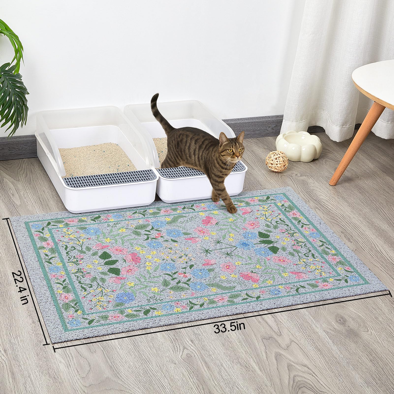 Alfombrilla Glittme captura la arena derramada bajo la caja de arena