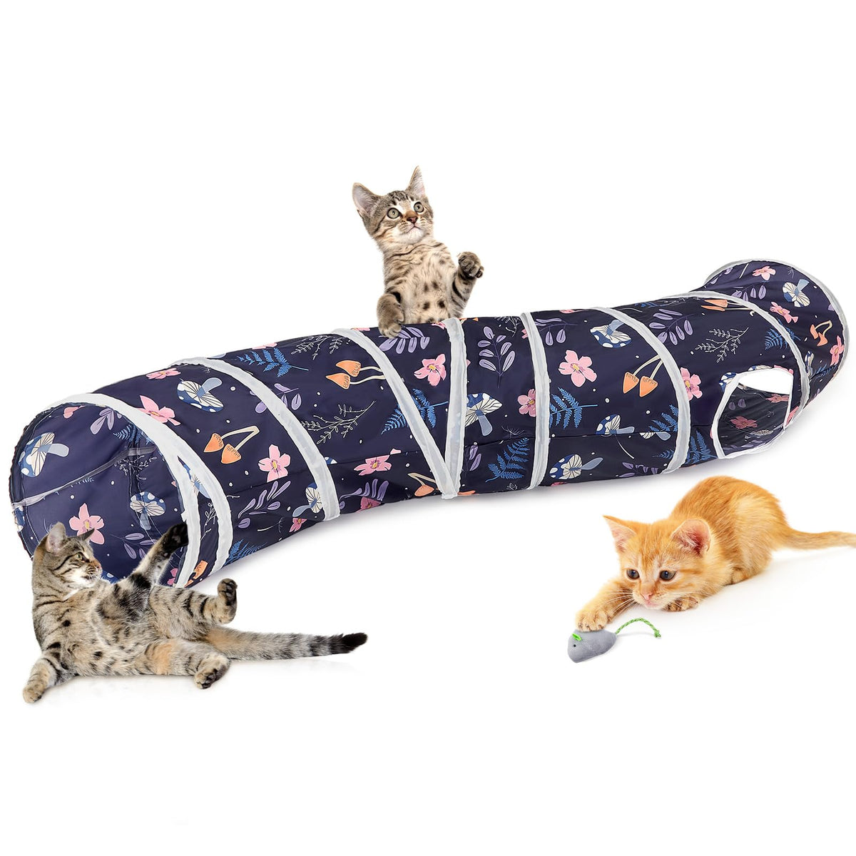 Glittme Cat Tunnel en forma de S ofrece espacio para moverse con comodidad