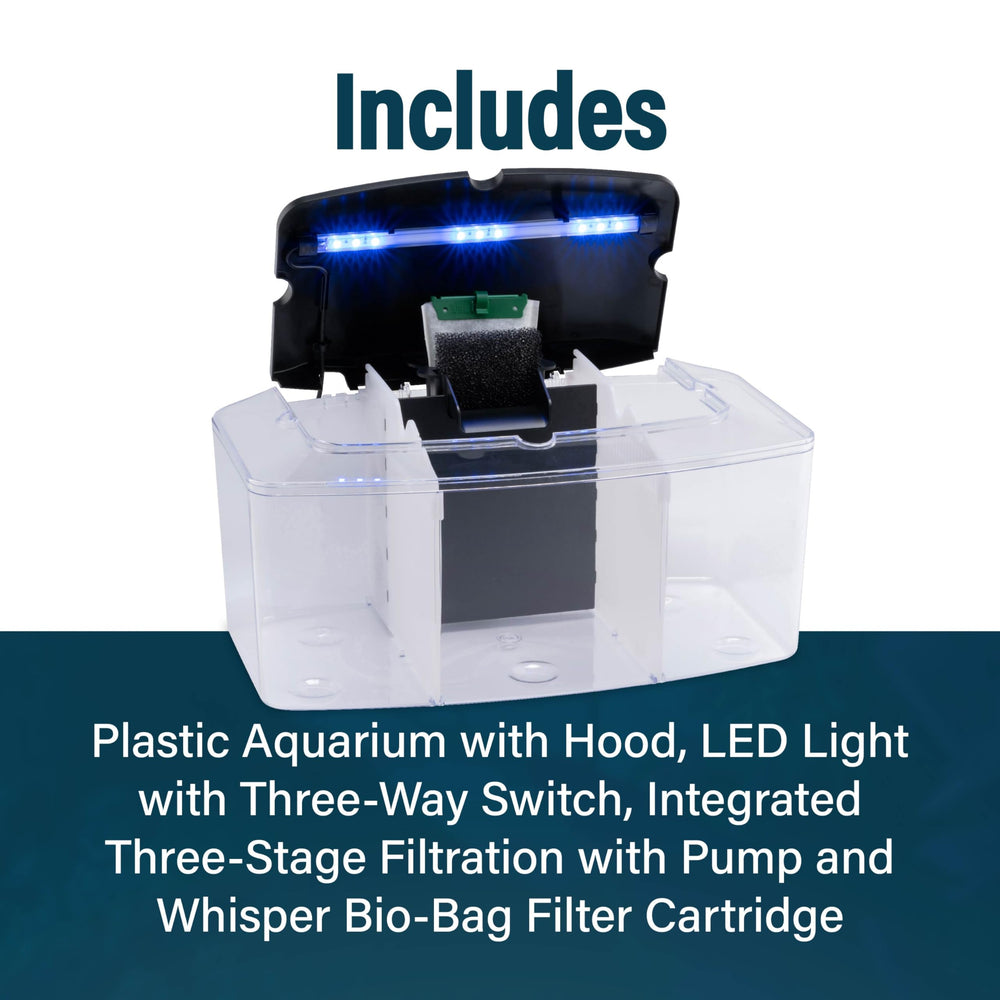 Acuario plástico del GloFish Betta Trilogy, ligero y fácil de limpiar.
