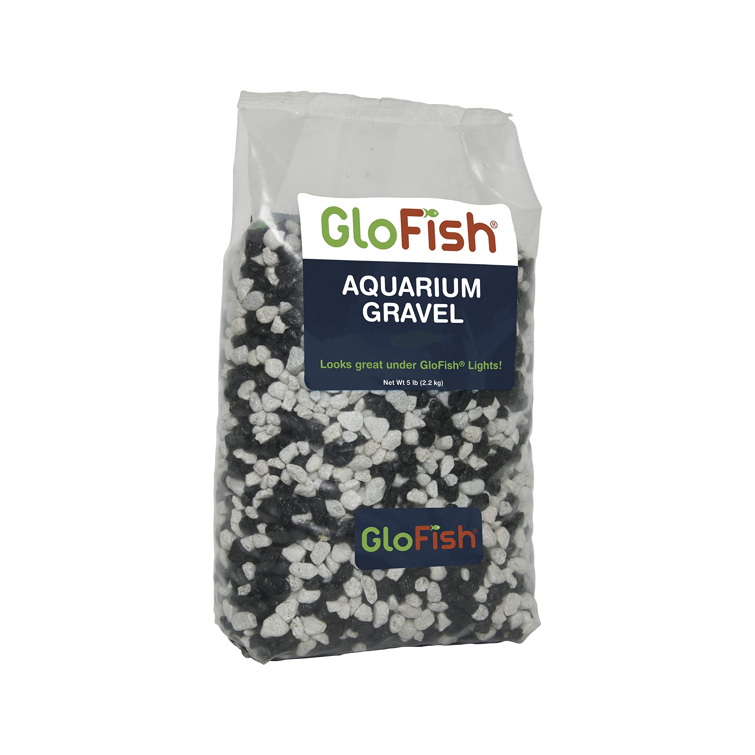 GloFish grava para acuario negra con fluorescencia blanca, ideal para resaltar ornamentos.