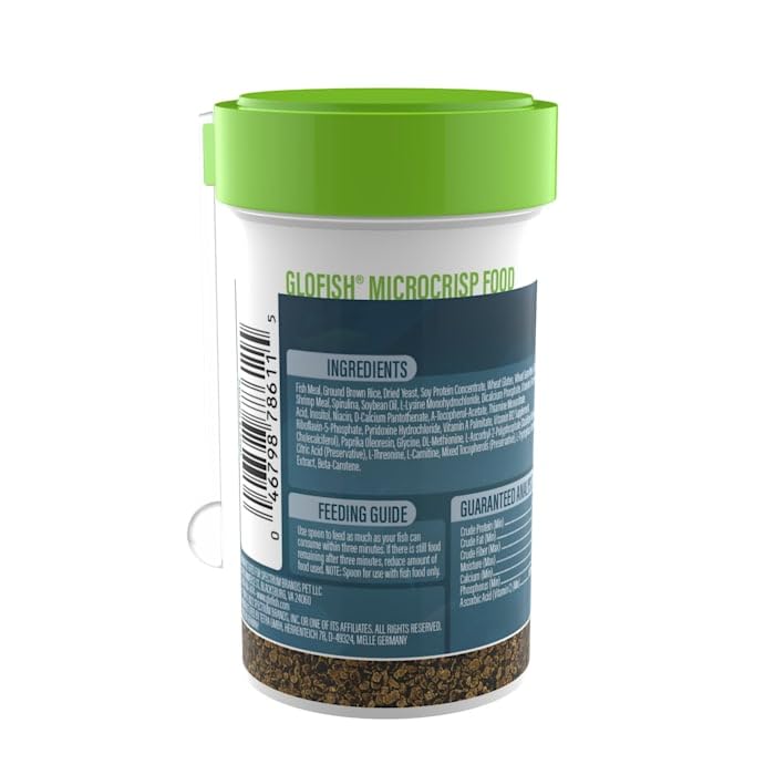 GloFish, ingredientes clave visibles para crecimiento saludable.