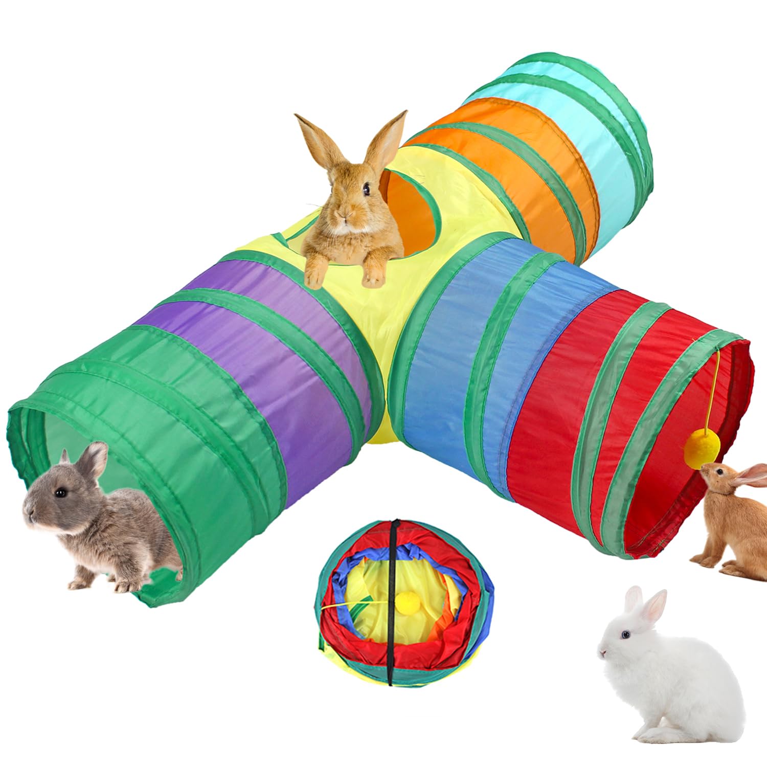 GNB PET túnel conejo 3 tramos plegable: permite juego y ejercicio prolongado