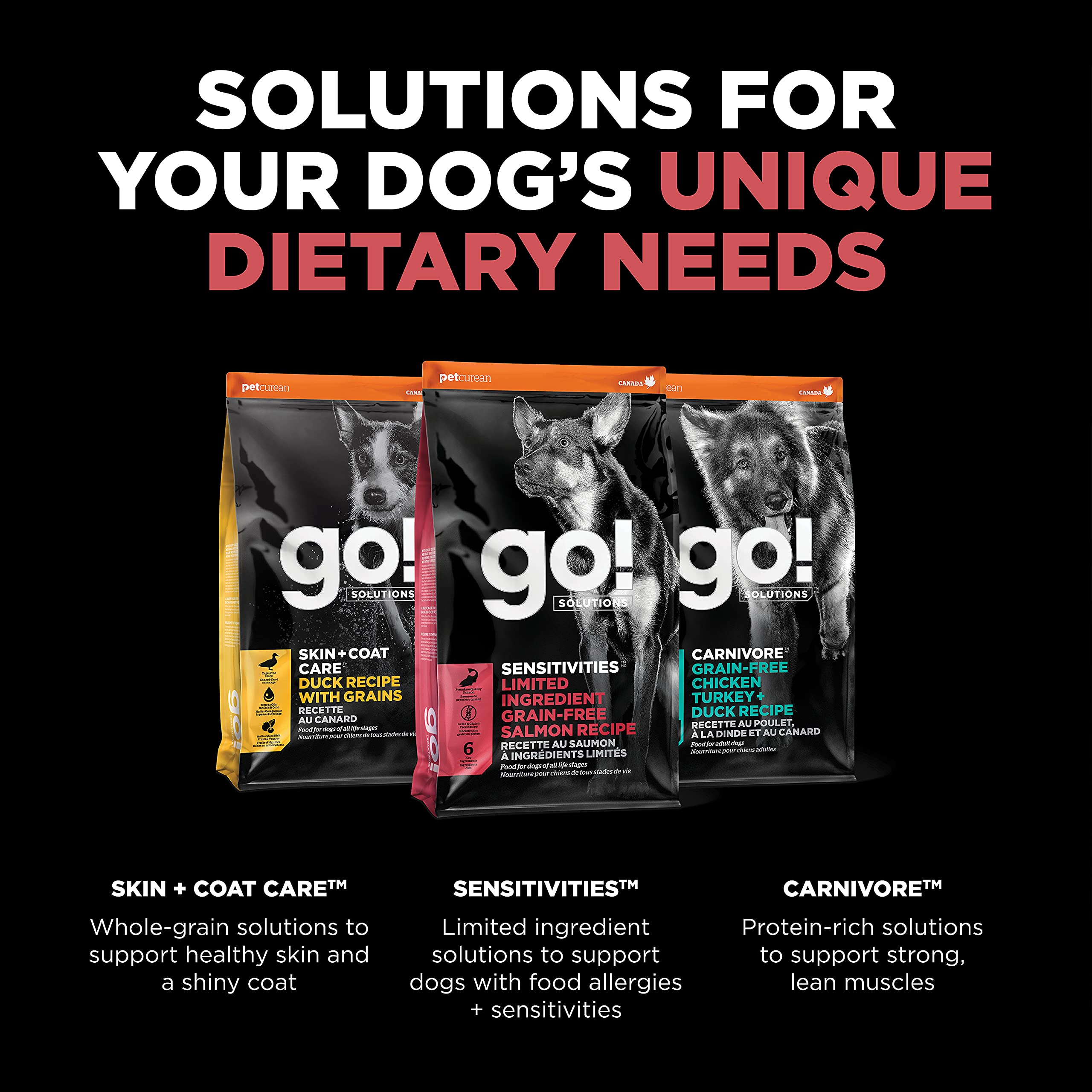 Go! Solutions Sensibilidades omega-3-6 de canola para piel y pelaje saludables.