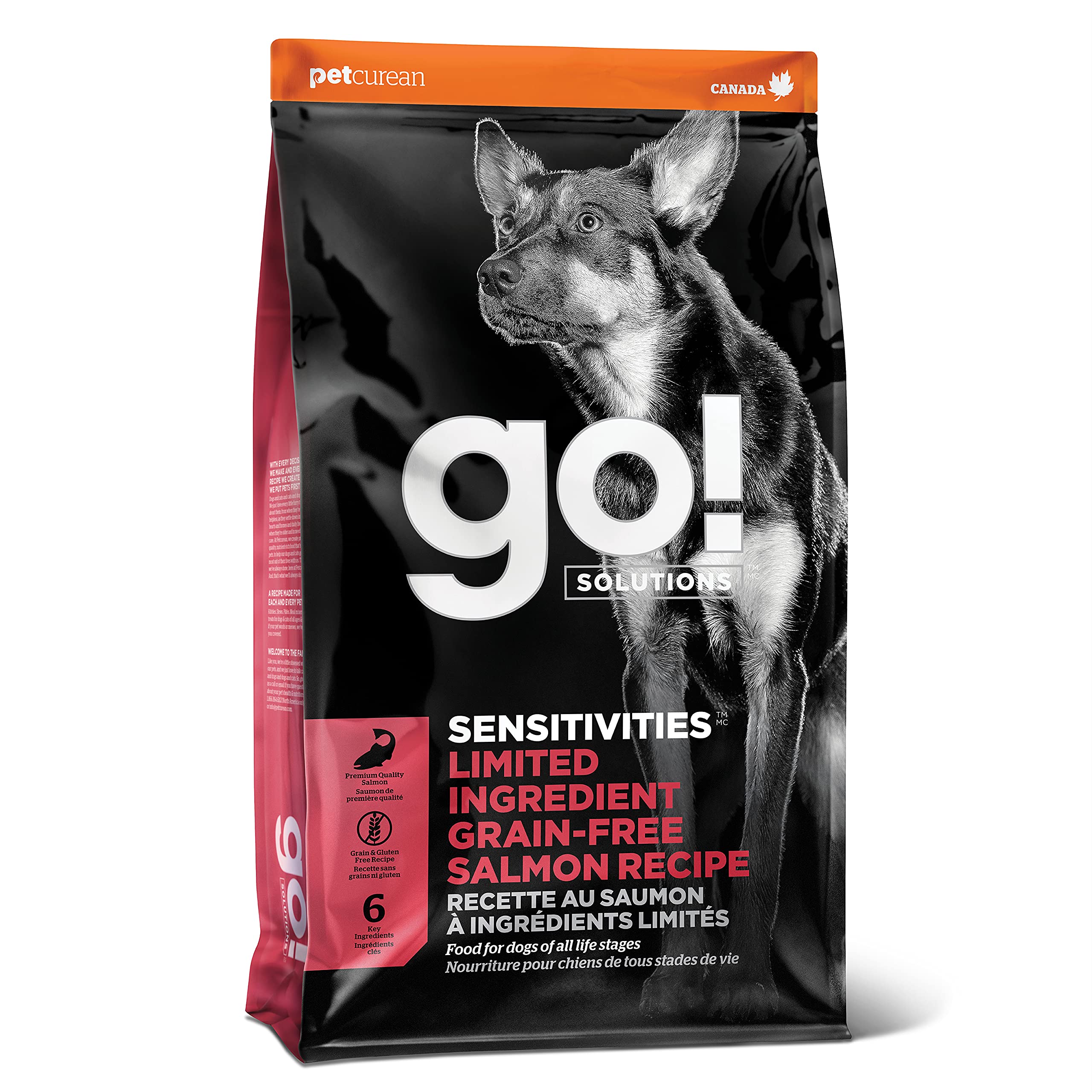Go! Solutions Sensitivities salmón como primer ingrediente para estómagos sensibles.