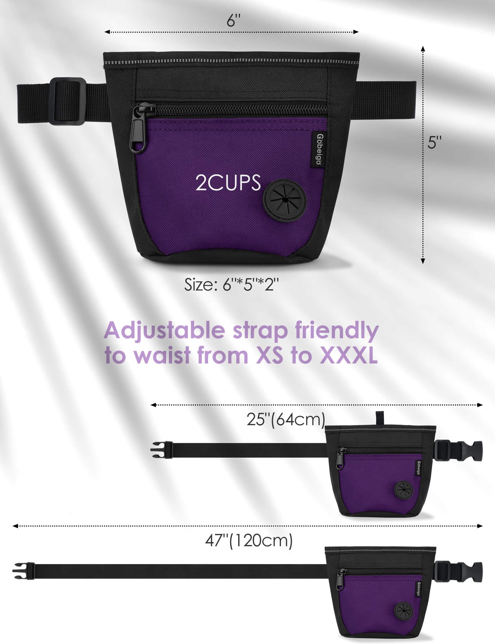 Gobeigo bolsillo frontal con cremallera para objetos esenciales y fácil acceso.