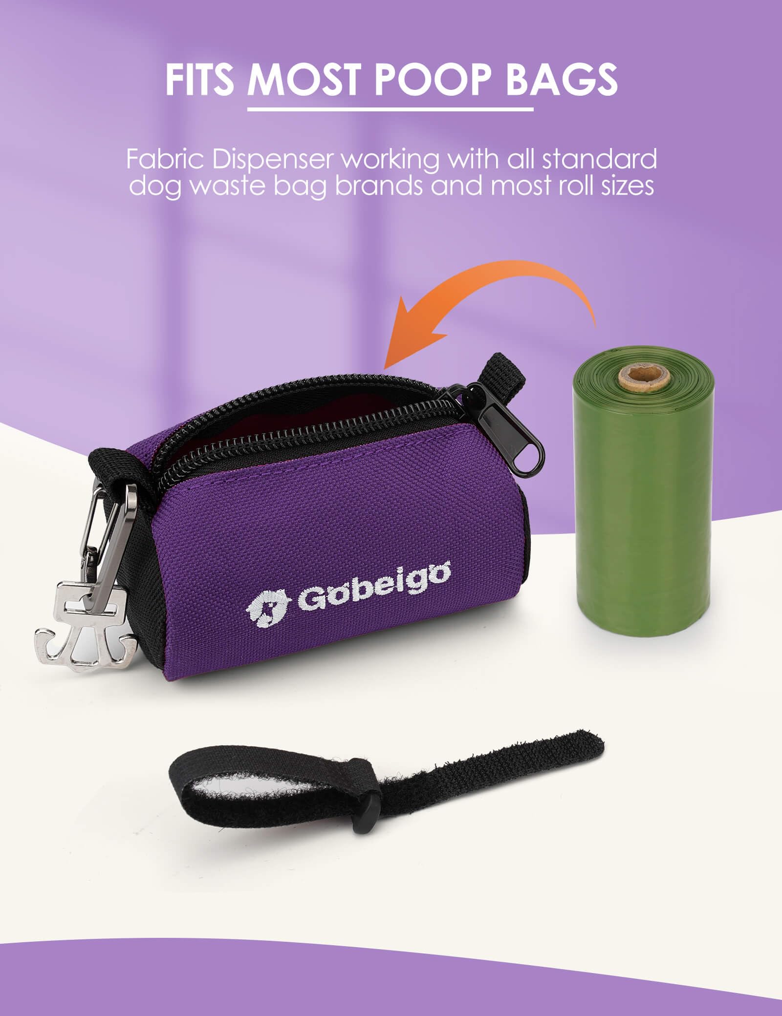 Clip metálico y velcro de Gobeigo para fijar en correa o mochila.