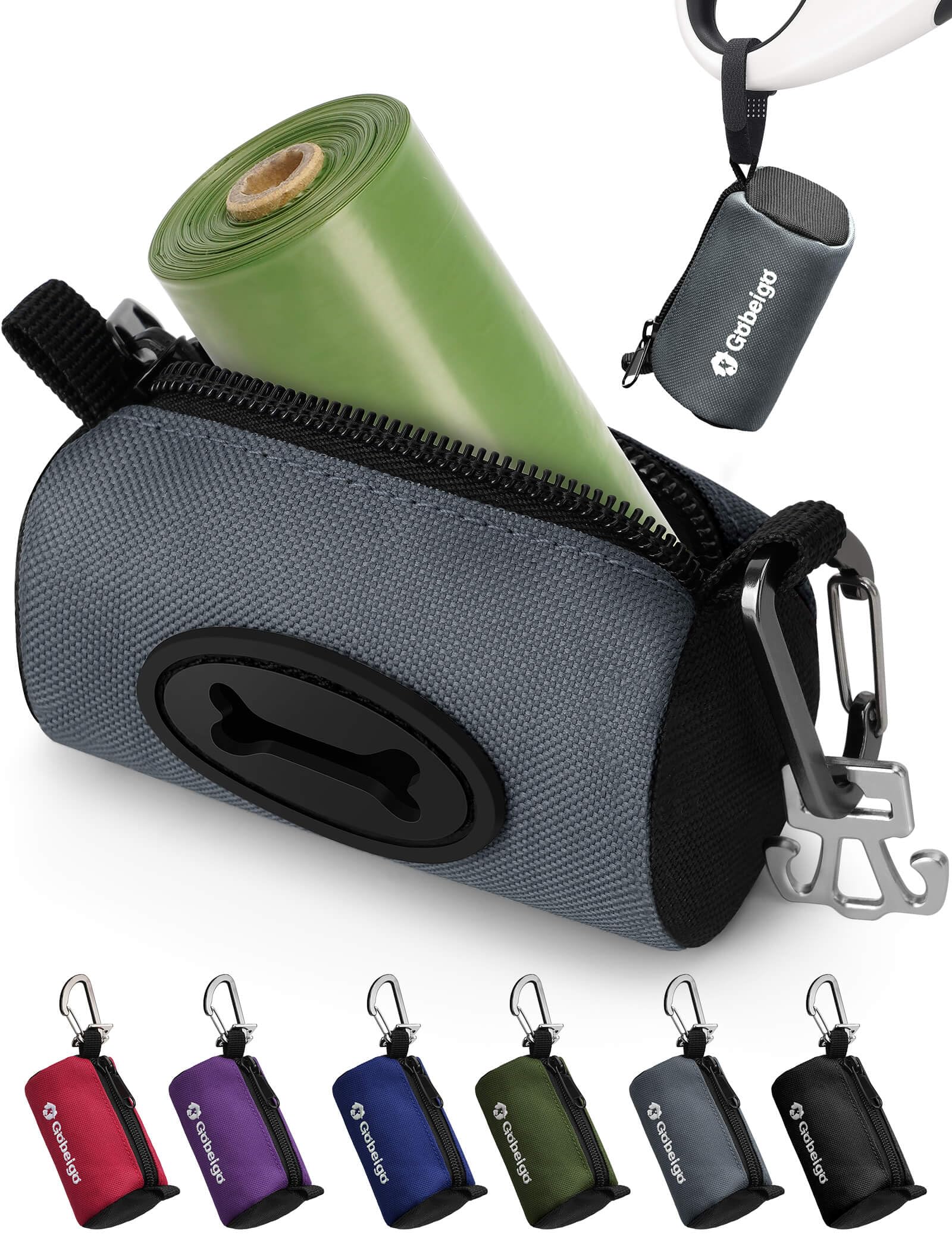 Gobeigo porta-bolsas para perro con apertura grande facilita retirar las bolsas durante el paseo