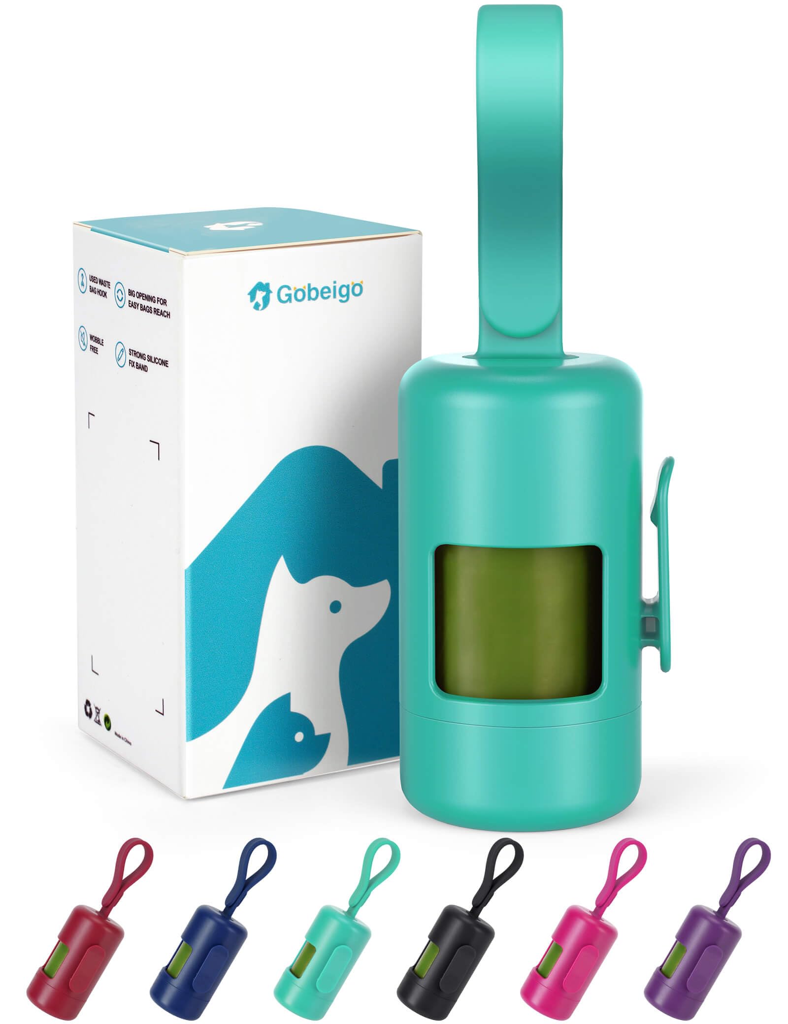 Gobeigo porta-bolsas para perro con gancho, ideal para paseos organizados.