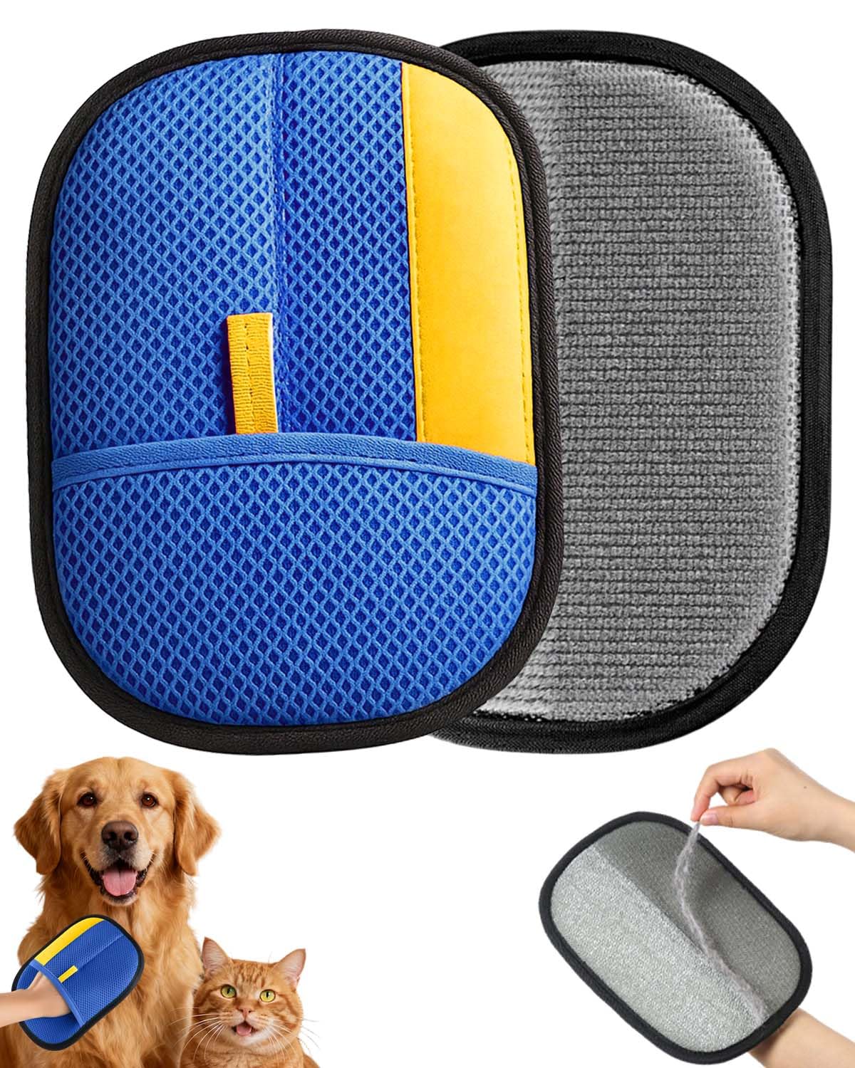 Guante Godmifa para pelo de mascotas en el salón, limpieza rápida y eficaz.