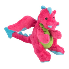 godog dragones peluche rosa con chirrido: juguete duradero para juego activo