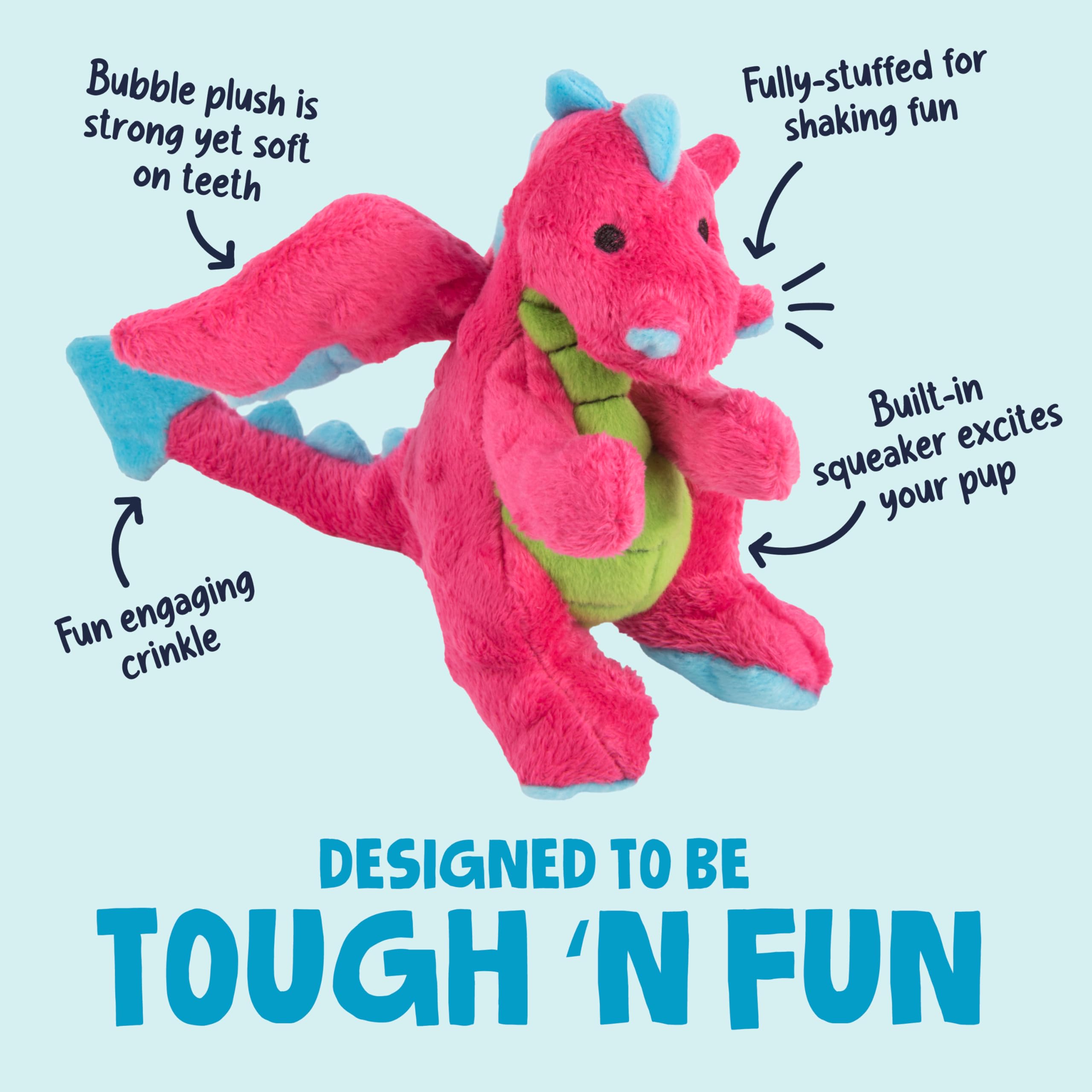godog dragones peluche rosa: tejido reforzado para mordidas intensas