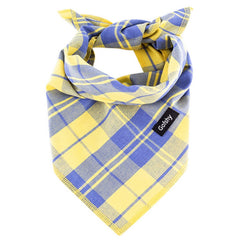 Bandana Gofshy con diseño de cuadros amarillo azul para perros