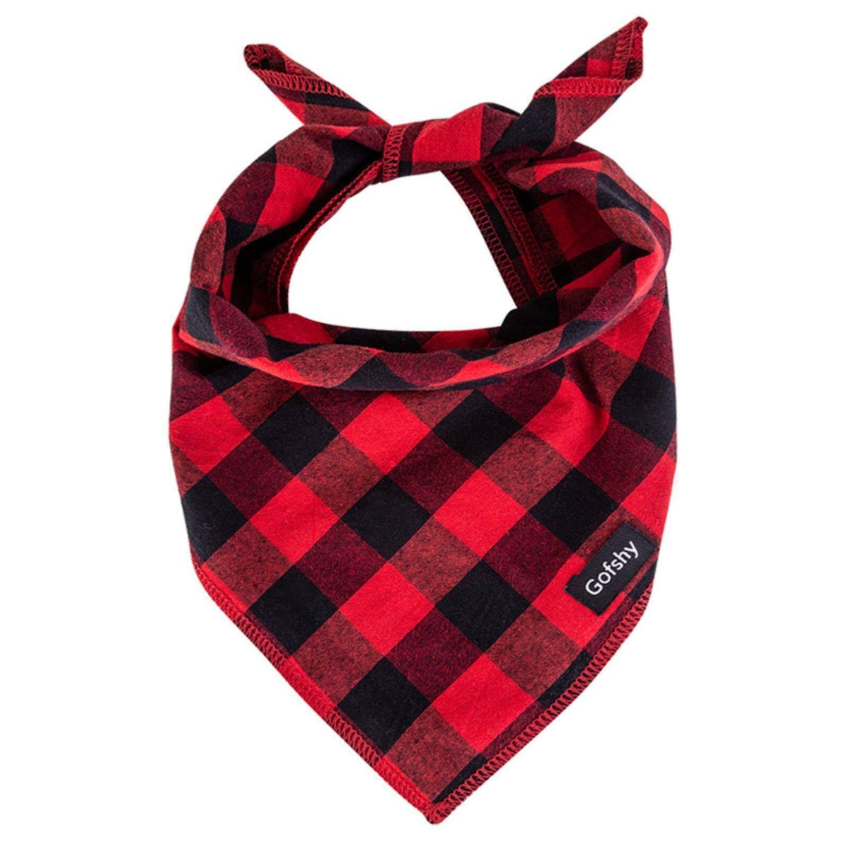 Gofshy panuelo navidad para perro XL en rojo y negro con cuadros, look festivo.