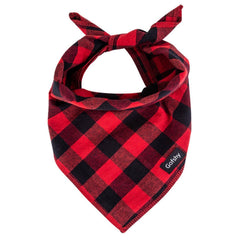 Gofshy panuelo navidad para perro XL en rojo y negro con cuadros, look festivo.