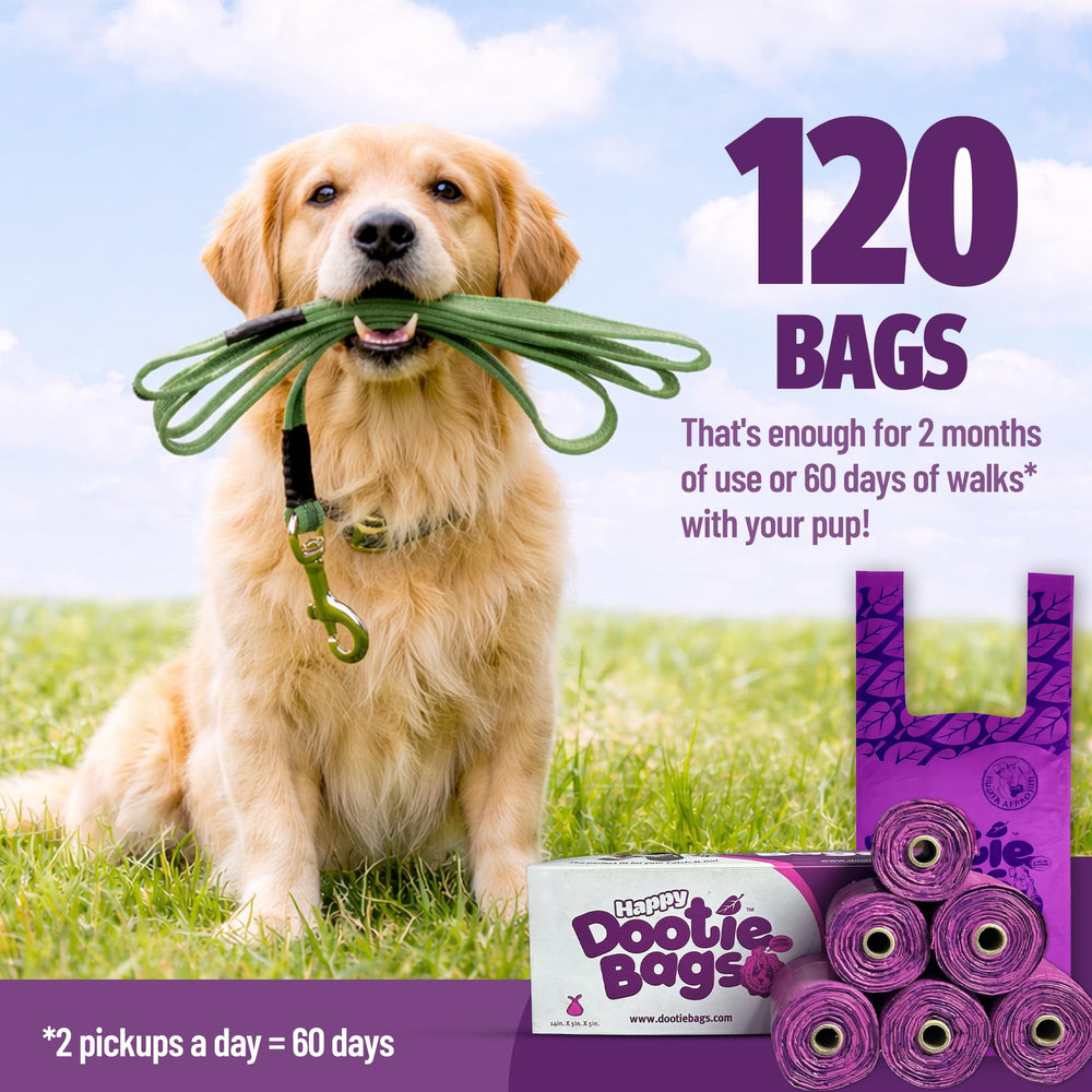 GoGo Stik Happy Dootie bolsas compatibles con dispensadores para caminatas rápidas.
