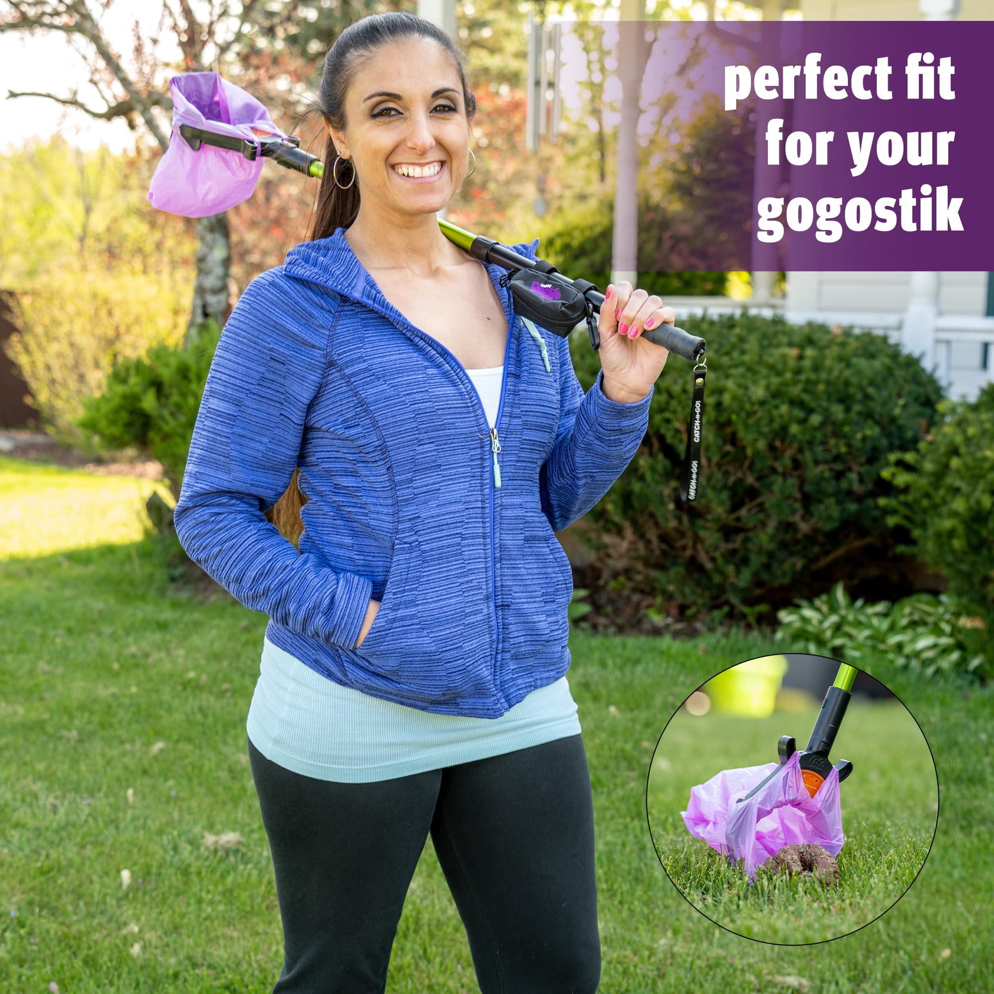 GoGo Stik Happy Dootie bolsas compactas para limpieza del hogar y exterior.