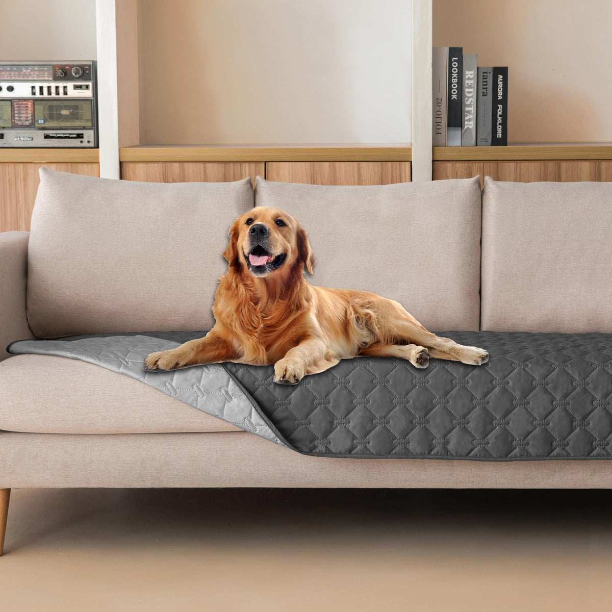 Gogobunny funda doble cara con diseño de cuadros para protección de muebles