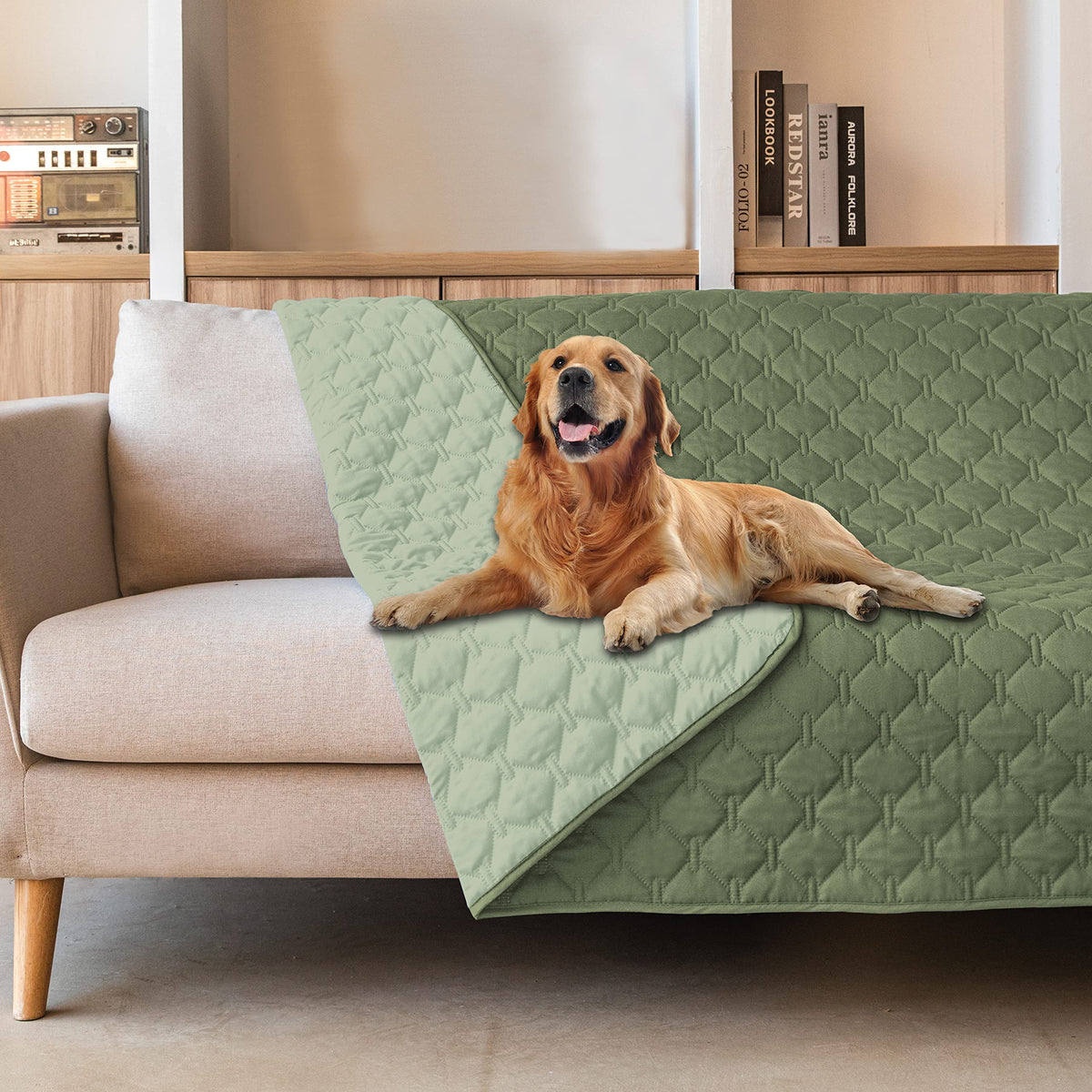 Gogobunny cobertor para perros con diseño de cuadros, protección superior para muebles.