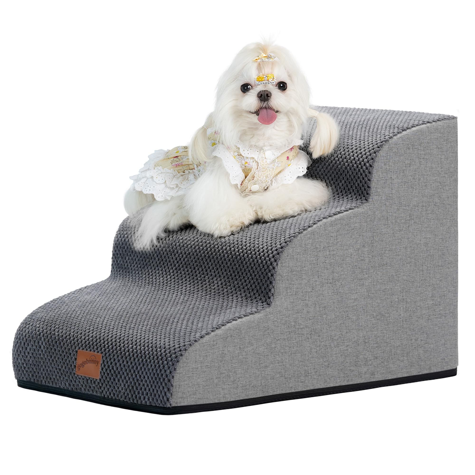 GoGoBunny escalera para perros en sofá con 3 pasos, facilita subir y bajar
