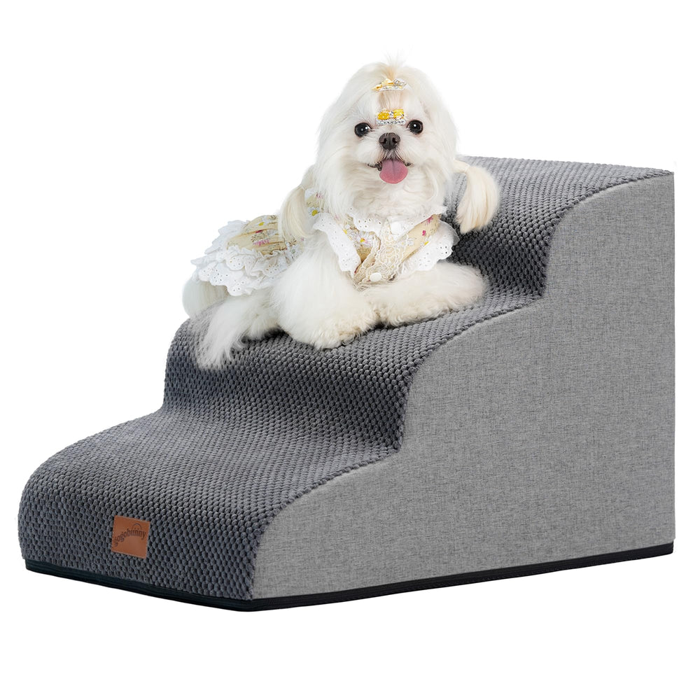 GoGoBunny escalera para perros en sofá con 3 pasos, facilita subir y bajar