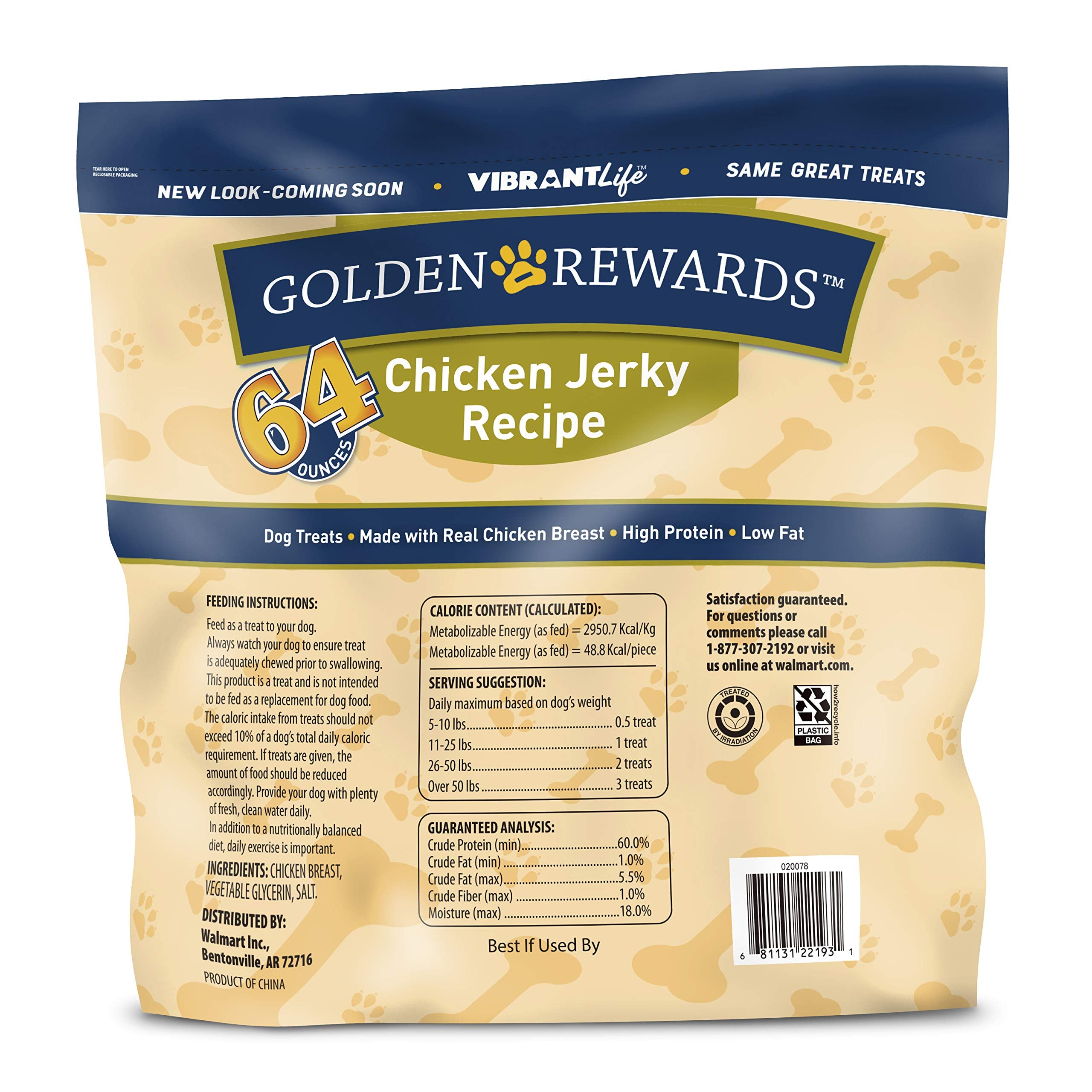 Golden Rewards jerky de pollo, trozos delgados para entrenamiento.