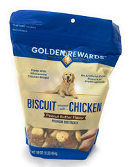 Galletas Golden Rewards con mantequilla de maní envueltas con pollo, snack proteico para perros