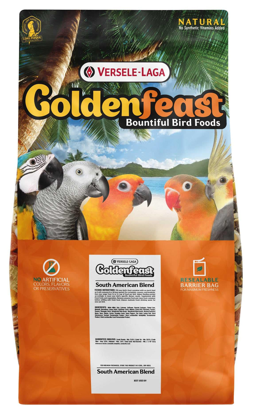 Goldenfeast VL Mezcla Sudamericana, bolsa de 17.5 lb, ideal para aves de tamaño mediano.