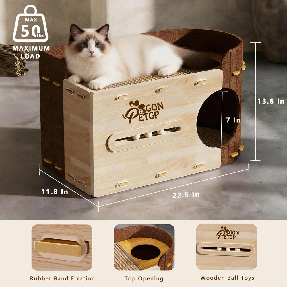 GONPETGP cueva para gatos de doble nivel, refugio seguro para varios felinos