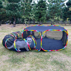 GONPETGP jaula exterior para gatos con juego circular, seguridad al aire libre