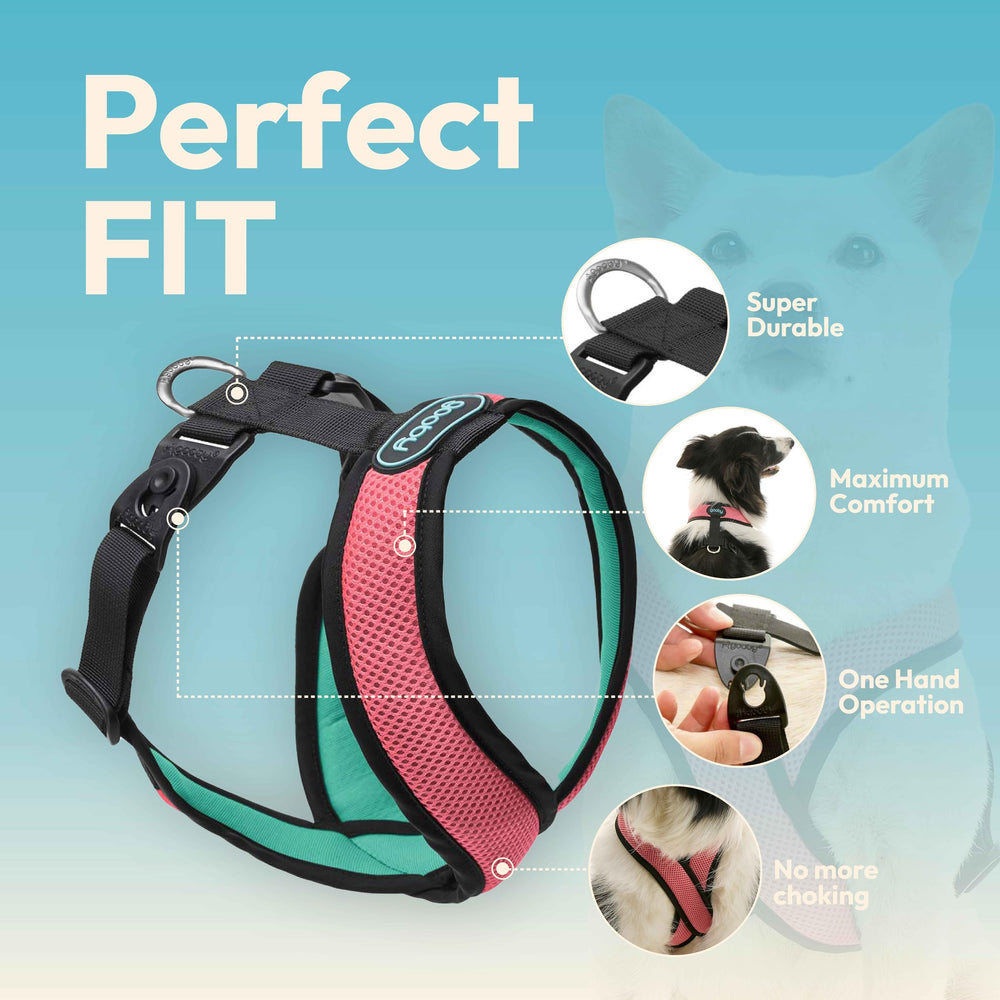 Arnés Gooby Comfort X, malla doble transpirable para mantener al perro fresco.