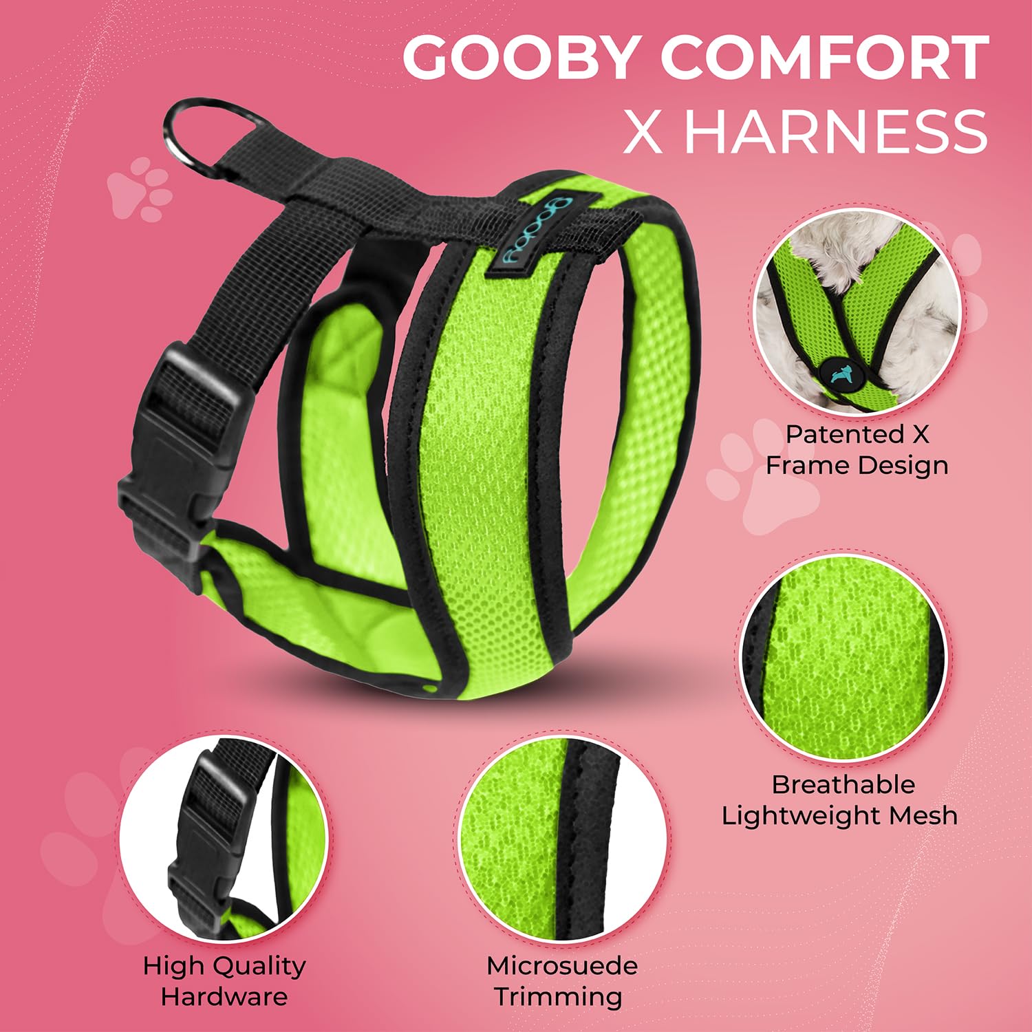 Mecanismo de ajuste suave en Gooby Comfort X arnés verde