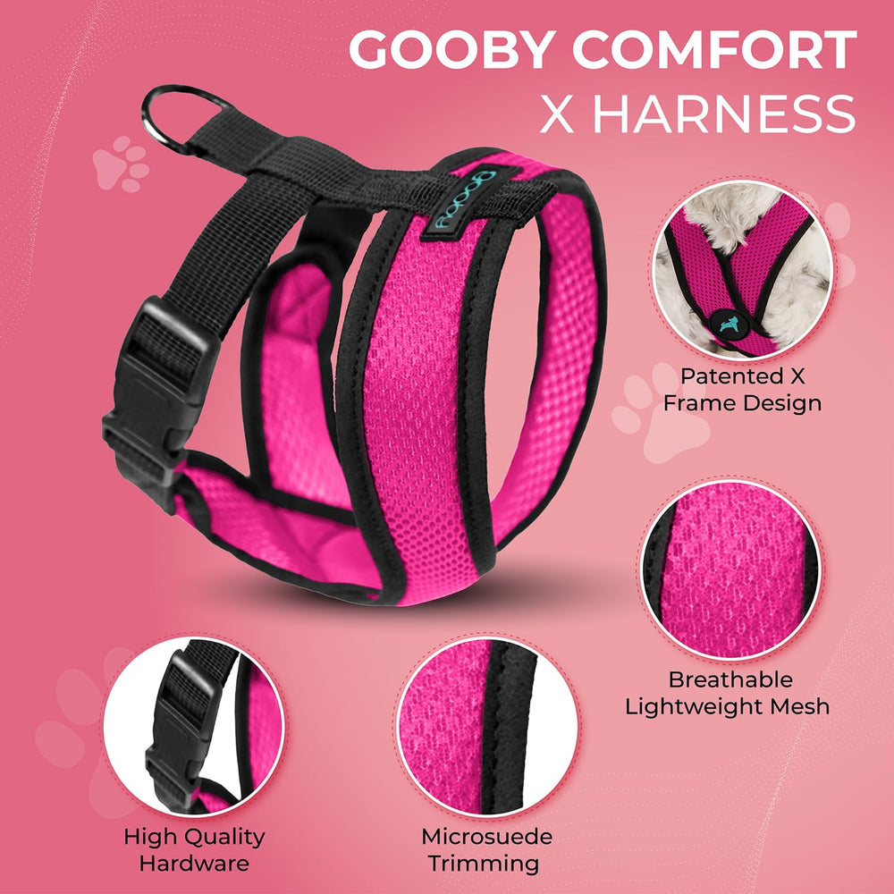 Gooby Comfort X arnés-dorso-flamenco-rosa: control estable durante caminatas diarias.